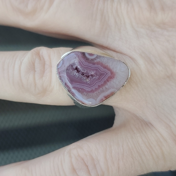 New Men's Solar Quartz Agate 925 Silver Ring. - Picture 13 of 16